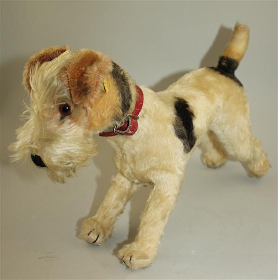 Three Steiff models, terrier 9in.